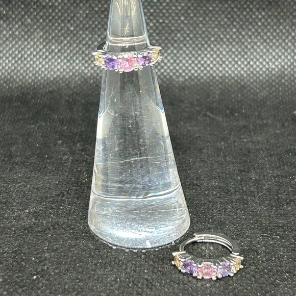 New 18K Gold Plated Hoop Earrings W/zirconia Inlay Elegant Vintage Style - Picture 1 of 5